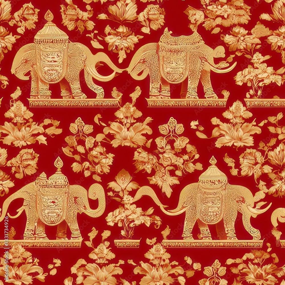 Obraz premium Seamless Seamless Pattern Scene Gold Saddle Patterns