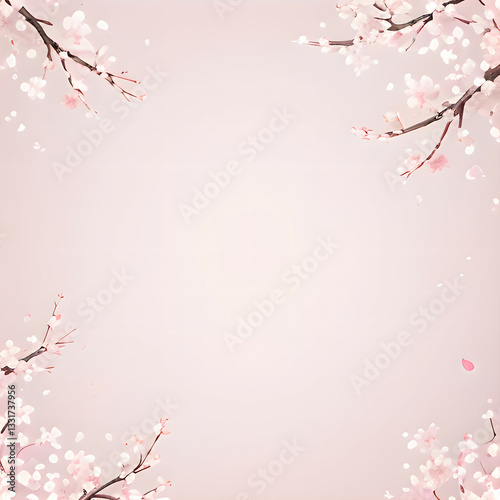 桜の花びら舞う淡いピンクのフレーム