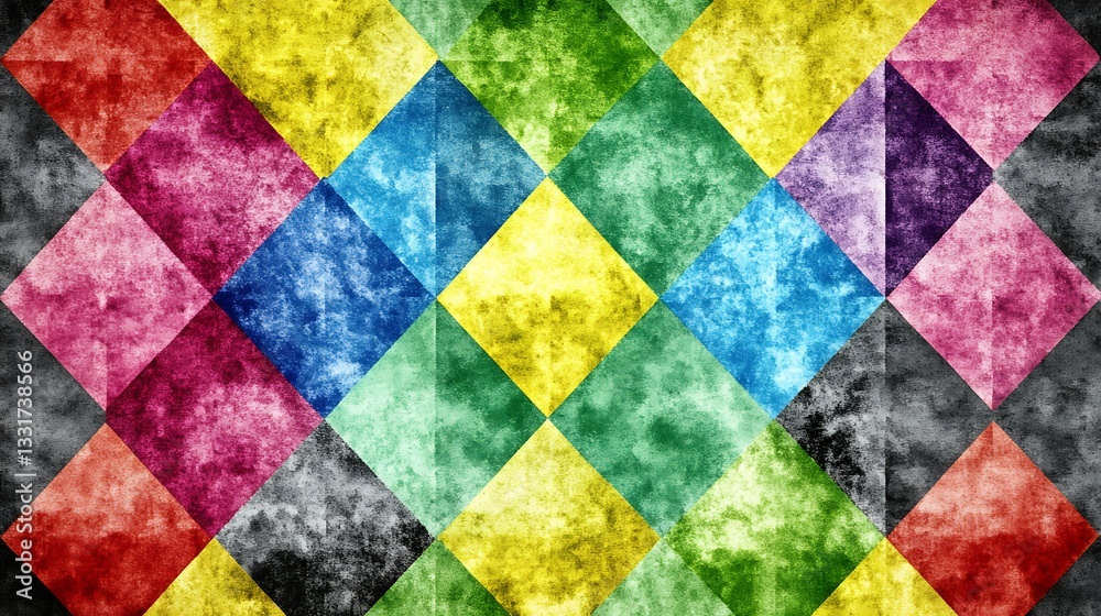 Colorful textured diamond patterns arranged in a visually appealing array Colorful textured diamond patterns arranged in a visually appealing array