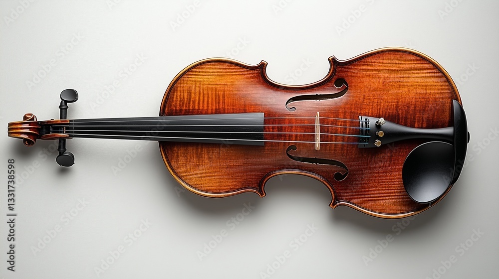 Fototapeta premium Wooden violin isolated against a solid white background.