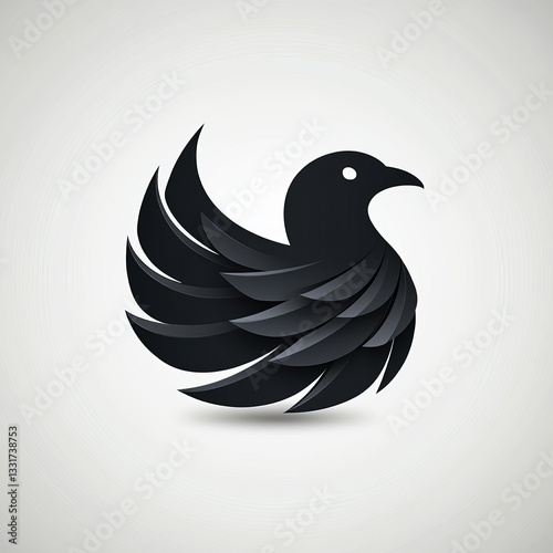 Geometric Black Bird Illustration Minimalist Design