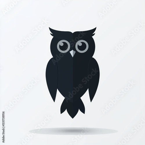 Geometric Black Owl Illustration on White Background