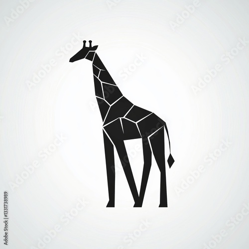 Geometric Black Giraffe Silhouette on White