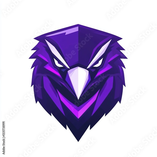 Geometric Purple Bird Head Digital Illustration