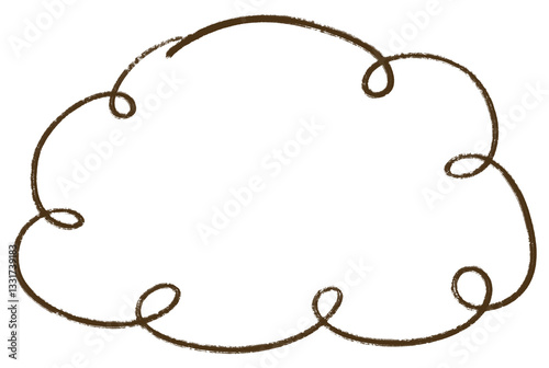 Hand drawn cloud doodle border frame in childish drawing style.