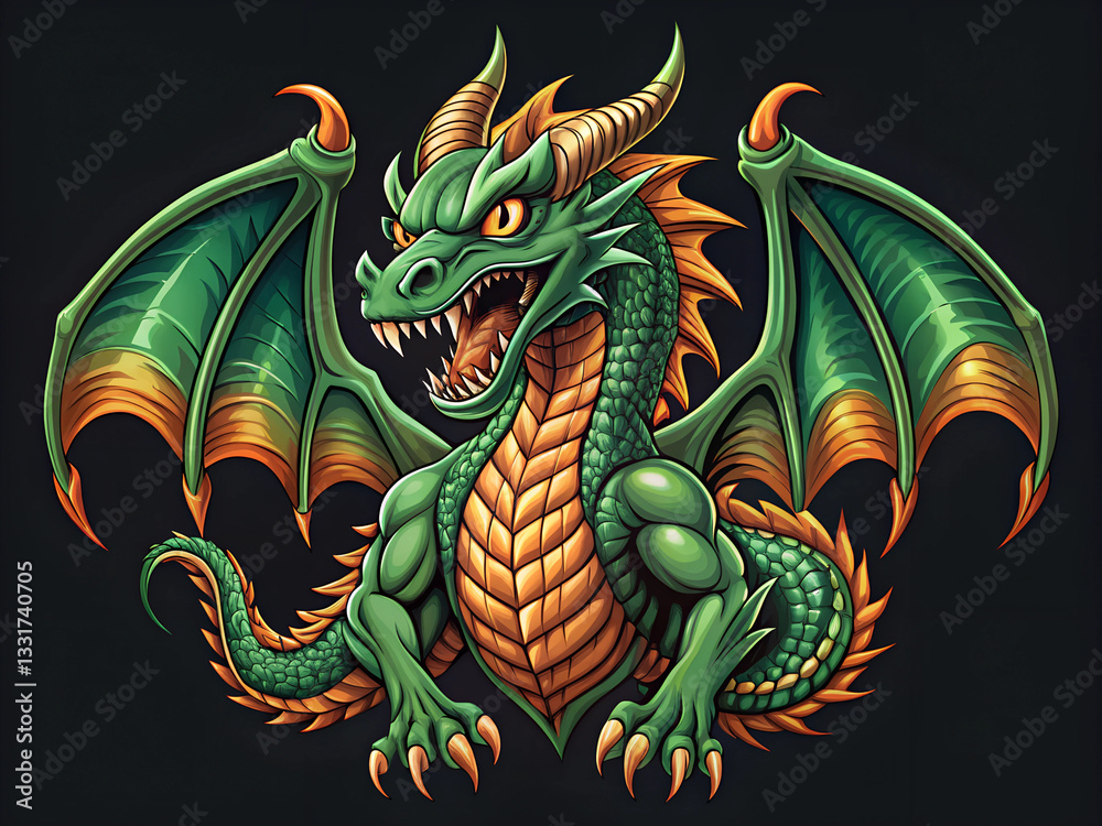 Fototapeta premium Dragon vector design. t shirt sticker design for dragon. chinese dragon design on blue and black background.