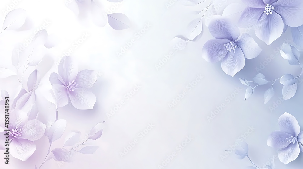 Fototapeta premium A soft, floral background featuring delicate purple flowers and leaves.