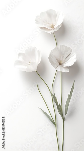 Wallpaper Mural Three elegant white flowers against a light background, symbolizing purity and simplicity. Torontodigital.ca