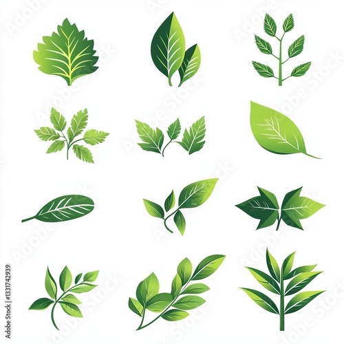 Green Leaf Illustrations A Collection of Various Shapes and Sizes