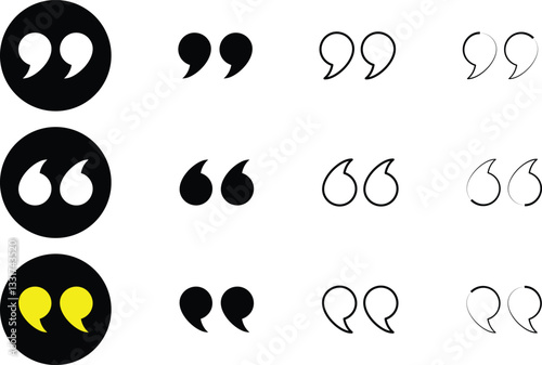 Quote signs and symbols. Quotation mark symbols.