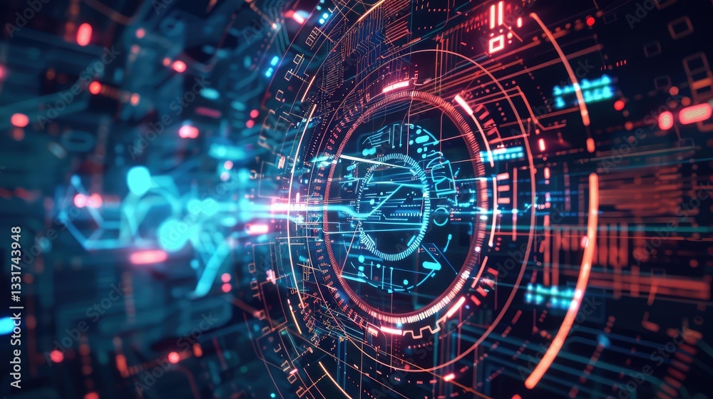 Futuristic Digital Interface with Cyber Network Elements Futuristic Digital Interface with Cyber Network Elements