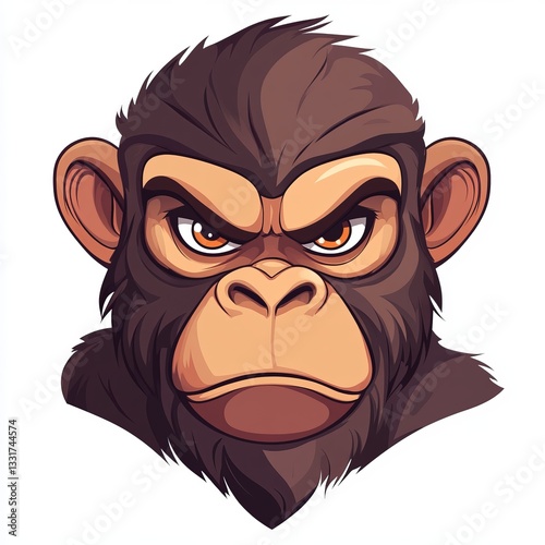 Intense Chimpanzee Portrait Pixel Art Illustration