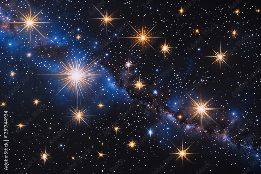Naklejka premium Breathtaking Cosmic Showcase of Shimmering Stars on Deep Black Background