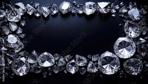 ダイヤモンド, 宝石, ジュエリー, ラグジュアリー, 高級, 光沢, 反射, 透明, クリスタル, 輝き, ブラック背景, エレガント, フレーム, 豪華, 精巧, 宝飾