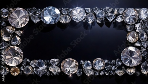 ダイヤモンド, 宝石, ジュエリー, ラグジュアリー, 高級, 光沢, 反射, 透明, クリスタル, 輝き, ブラック背景, エレガント, フレーム, 豪華, 精巧, 宝飾