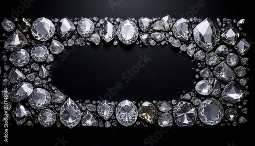 ダイヤモンド, 宝石, ジュエリー, ラグジュアリー, 高級, 光沢, 反射, 透明, クリスタル, 輝き, ブラック背景, エレガント, フレーム, 豪華, 精巧, 宝飾