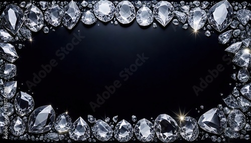 ダイヤモンド, 宝石, ジュエリー, ラグジュアリー, 高級, 光沢, 反射, 透明, クリスタル, 輝き, ブラック背景, エレガント, フレーム, 豪華, 精巧, 宝飾
