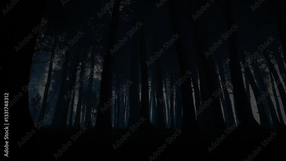 Scary Dark Forest, Woods Landscape Scary Dark Forest, Woods Landscape