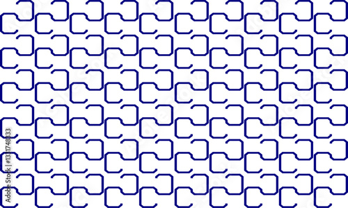 Gradient blue patter on white background, seamless pattern with shapes, blue net, S shape block on white background, design for fabric print or t-shirt paint screening
