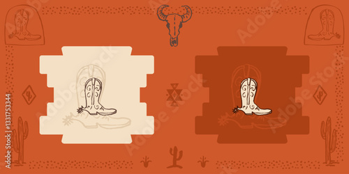 cowboy boot with spur vector illustration vintage old western country ranch art