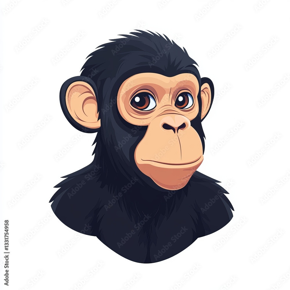 Fototapeta premium Pixel Art Portrait of a Young Chimpanzee