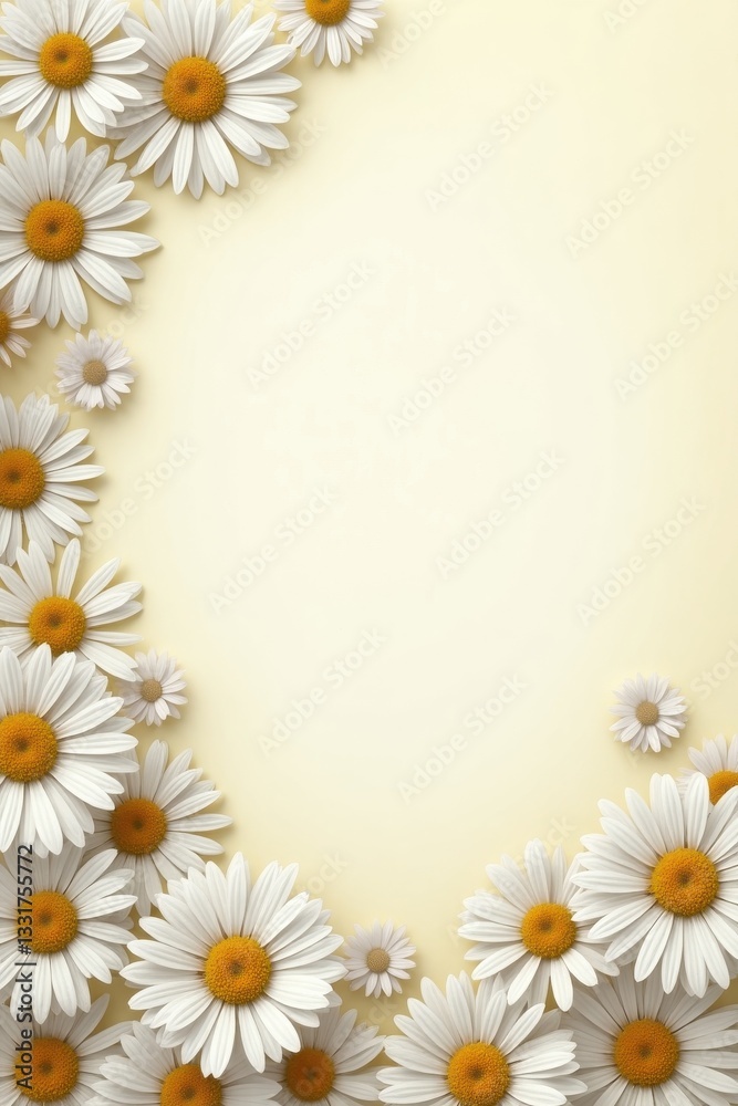 Fototapeta premium Happy easter egg day frame with cartoon flowers on paper page background
