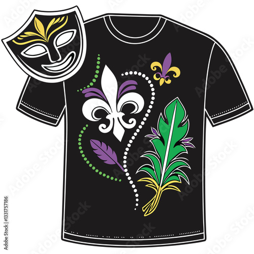 t shirt mardi gras  design with flowers