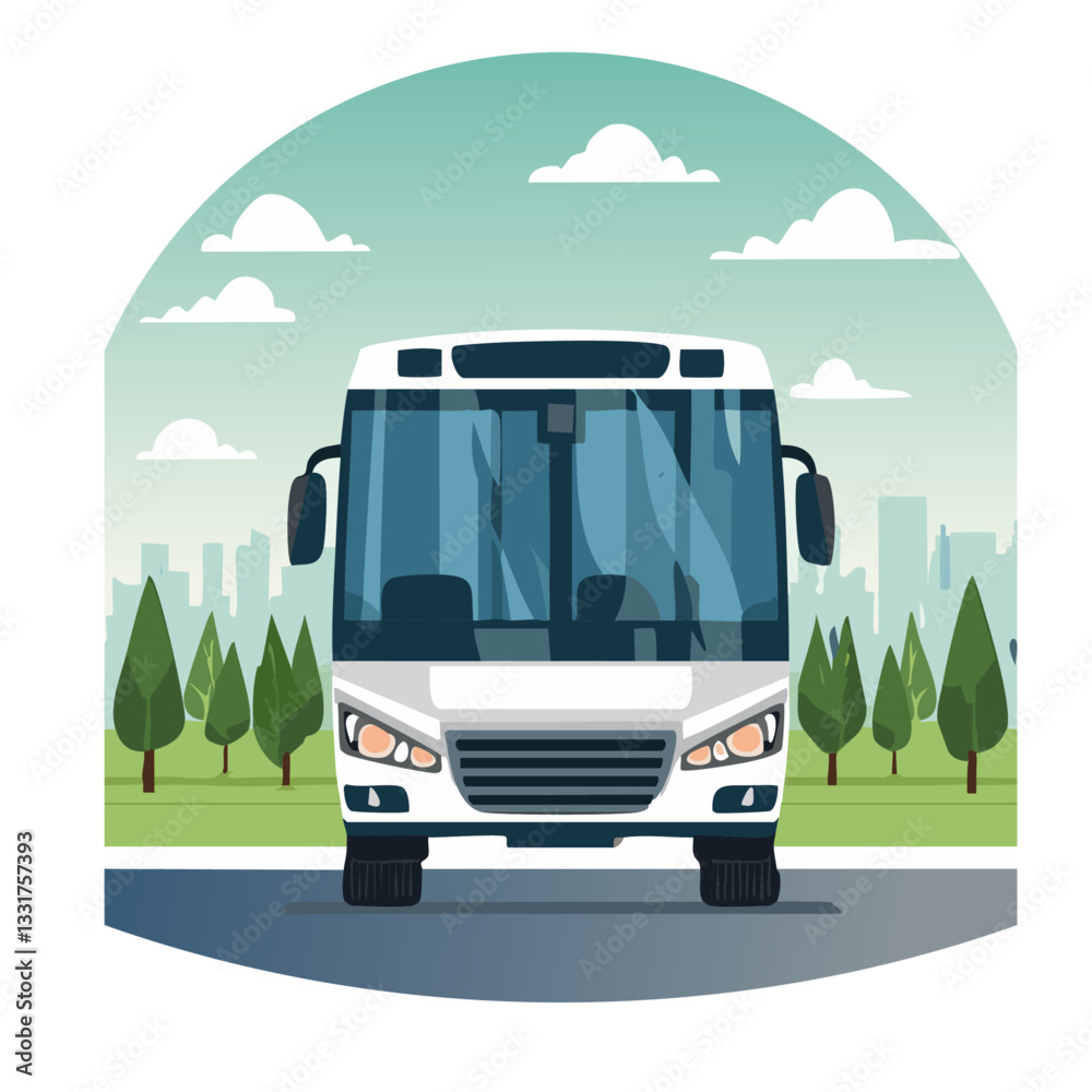 bus on the road ready for travel vector icon design