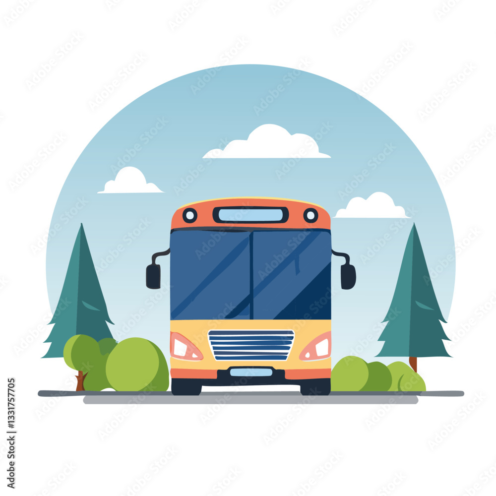 bus on the road ready for travel vector icon design
