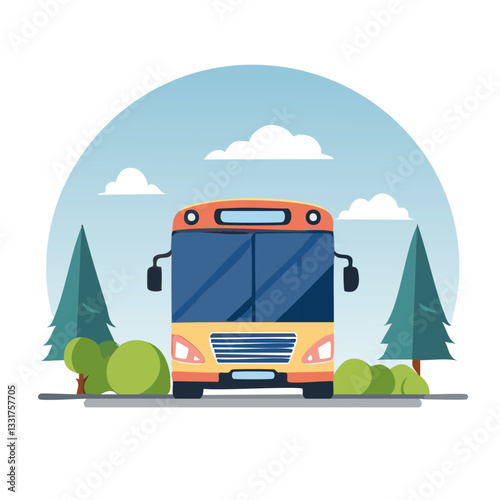 Obraz na płótnie bus on the road ready for travel vector icon design w salonie
