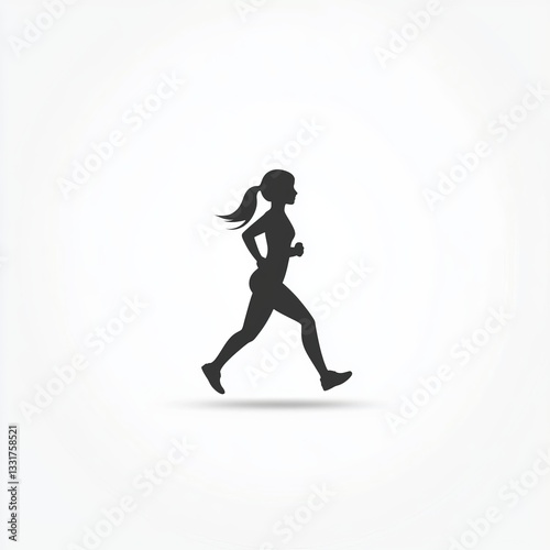 Silhouette of a Woman Jogging Minimalist GrayScale Fitness Illustration