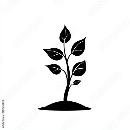 Simple Black And White Plant Illustration