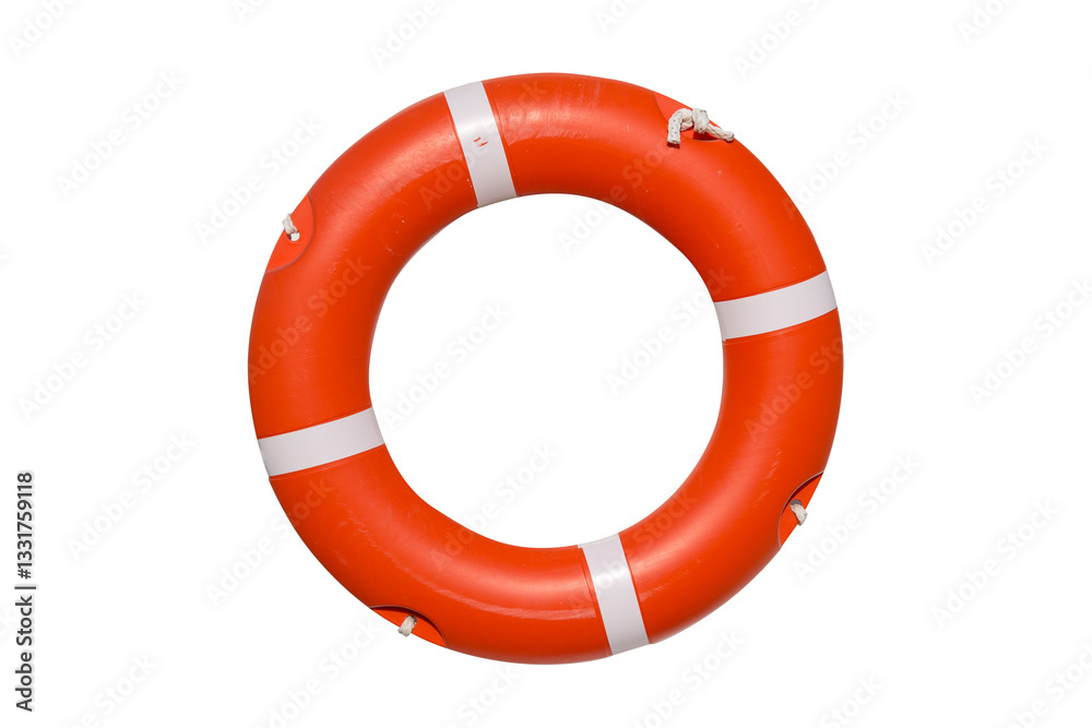 Real photo of a life belt isolated on white or transparent background, png cut out