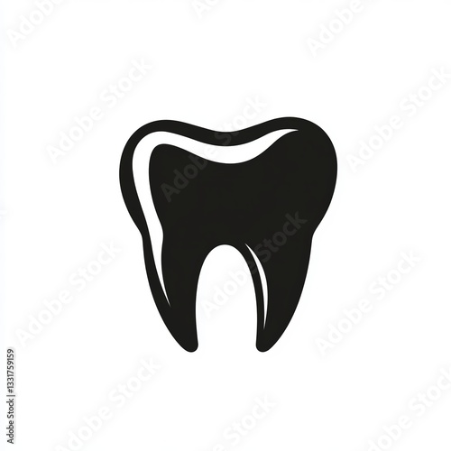 Simple Black and White Tooth Illustration