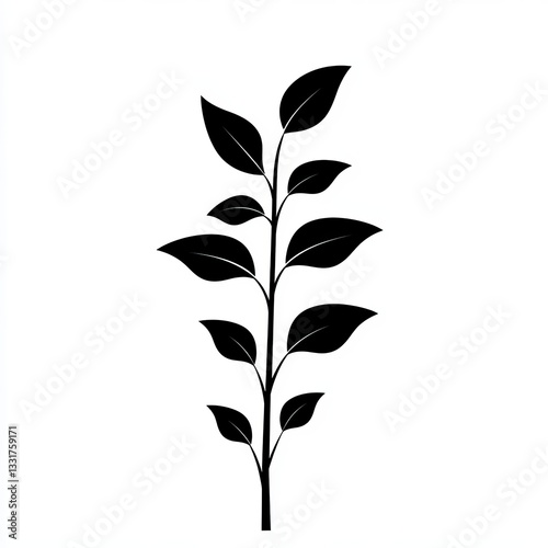 Simple Black and White Plant Illustration