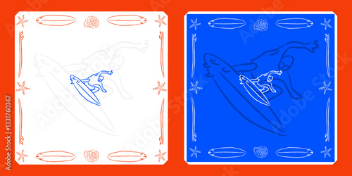Vector illustration Surfer on surfing board