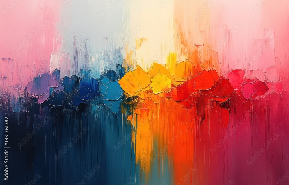 Obraz premium Abstract Expressionist Inspired Living Room Rug with Vibrant Colors and Fluid Design