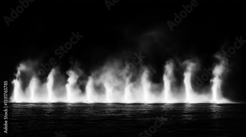 Steam rising in abstract form, evoking mystery and simplicity.