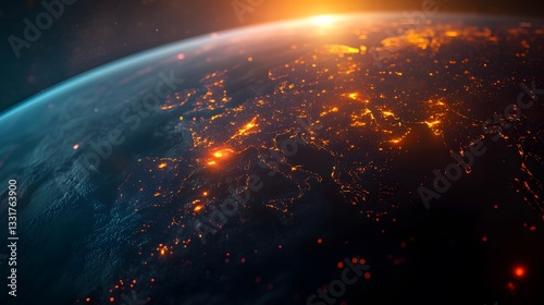 Earth's City Lights Glowing at Night from Space