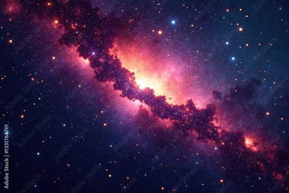 Naklejka premium Vast, glittering starfield, cosmic dust, nebulae , night sky, universe