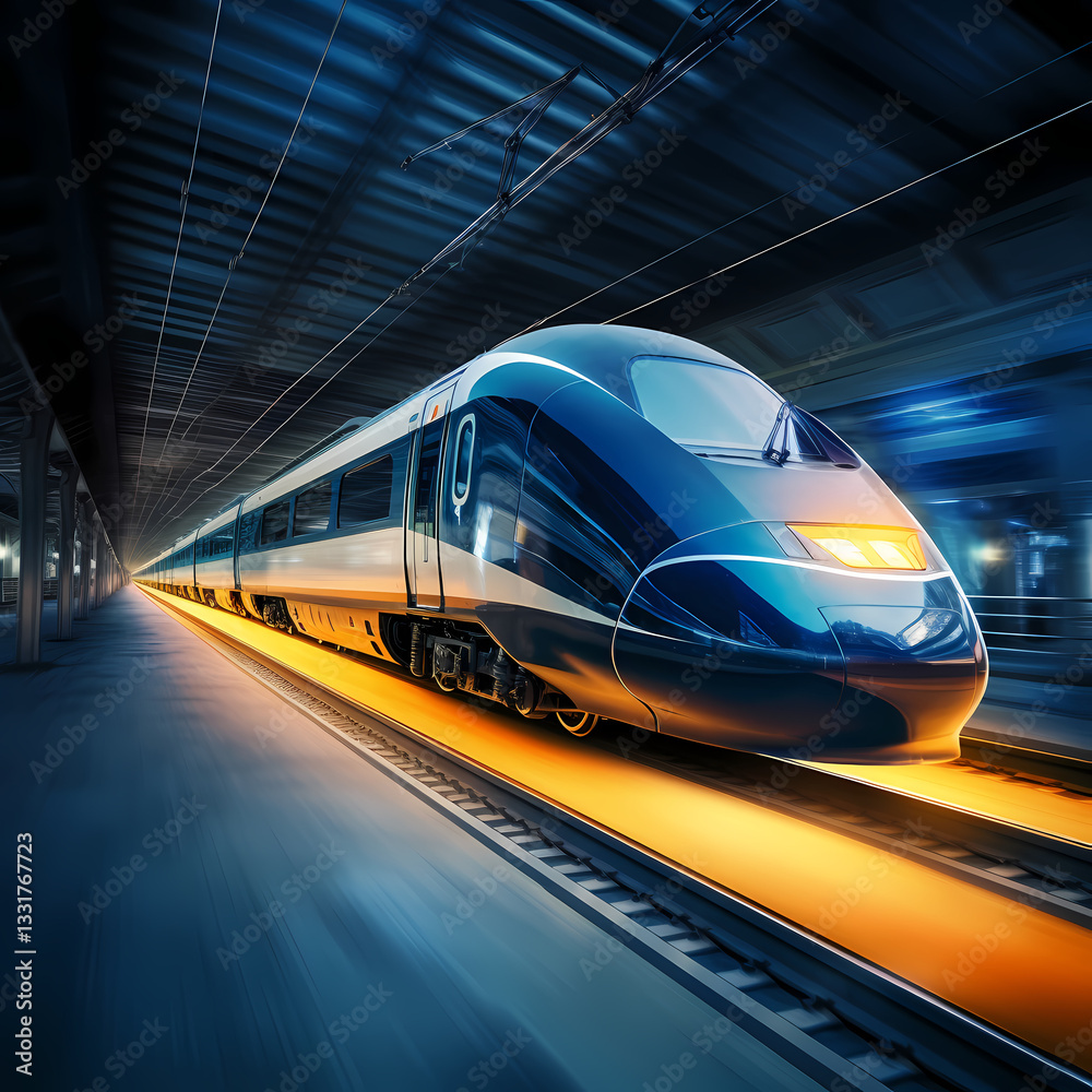 Naklejka premium A high-speed train in motion.