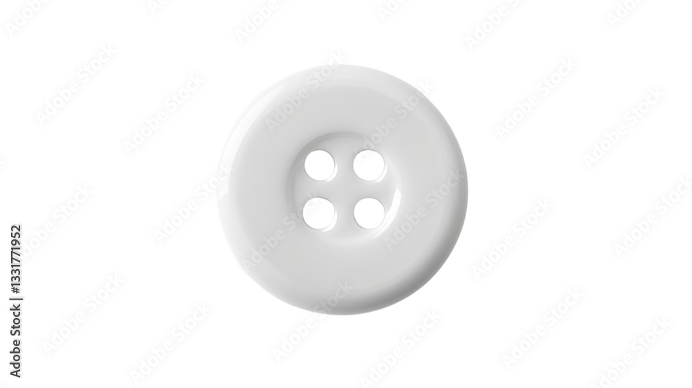 White button with four holes displayed on a simple white background for crafting and sewing projects White button with four holes displayed on a simple white background for crafting and sewing projects