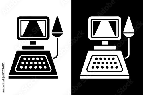 Ultrasonic Device Silhouette Vector Icon Black and White Design.