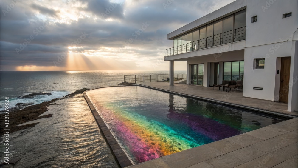 Fototapeta premium Luxury Villa with Infinity Pool Overlooking Ocean