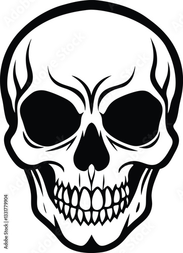 A skull with a skull and a black background with blotches