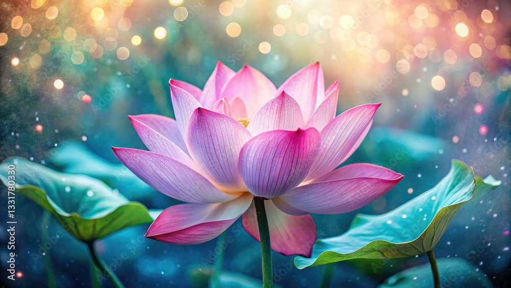 Obraz premium Double Exposure Photography of Pink Lotus Flower with Blurred Background for Serene Nature Aesthetic and Tranquil Floral Imagery