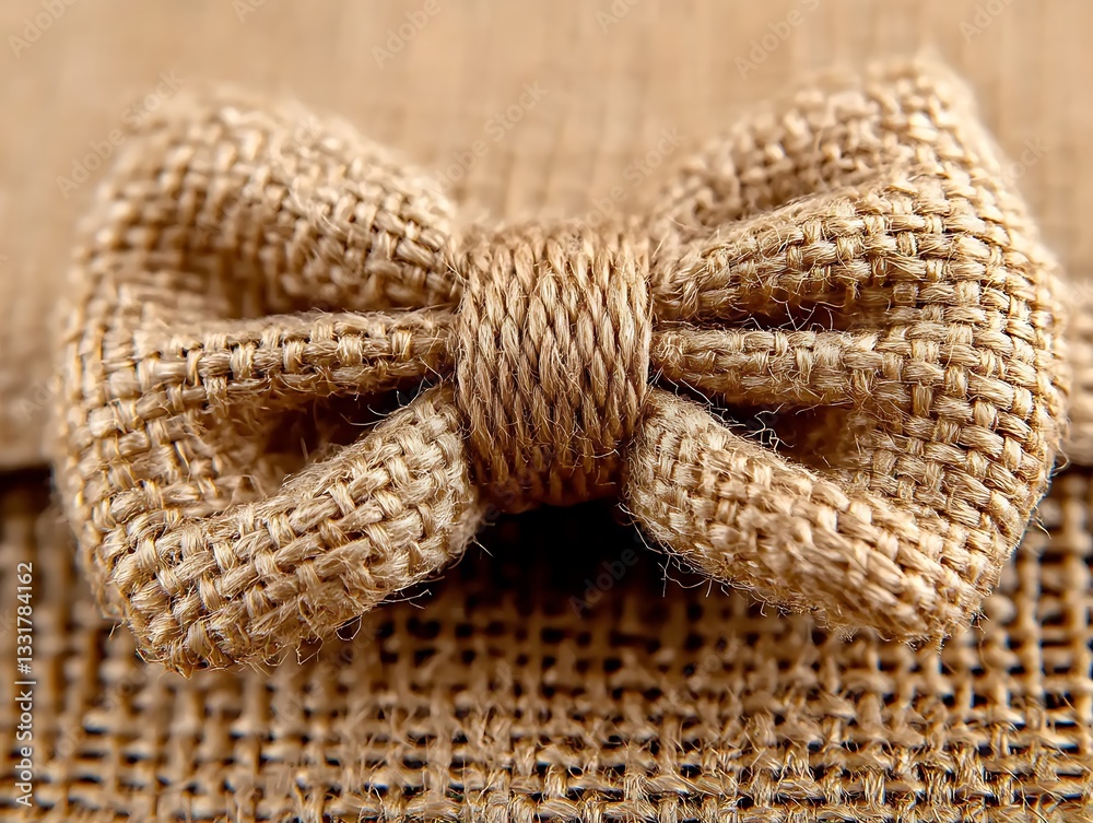 Fototapeta premium A close up image of a woven jute bow tie
