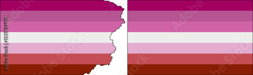 LGBT Lesbian Pride flags vector. Standard flag and with torn edges