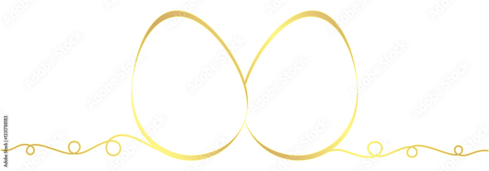 Golden vector illustration of two easter eggs with golden line for easter day background Golden vector illustration of two easter eggs with golden line for easter day background