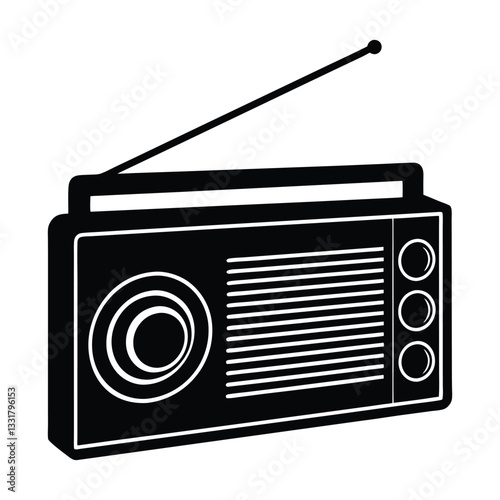 retro radio isolated on white